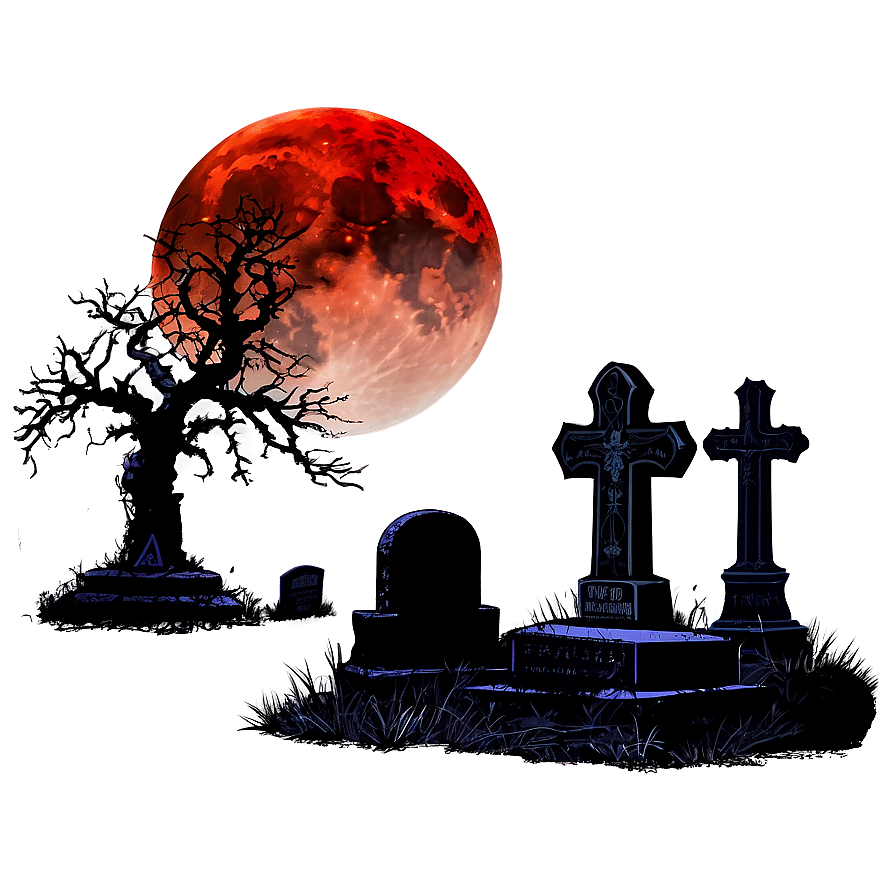 Blood Moon And Cemetery Png Crp