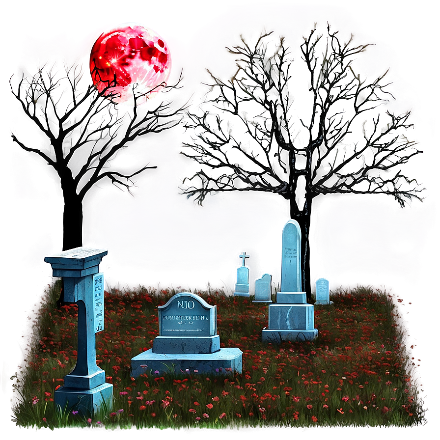 Blood Moon And Cemetery Png Oob32