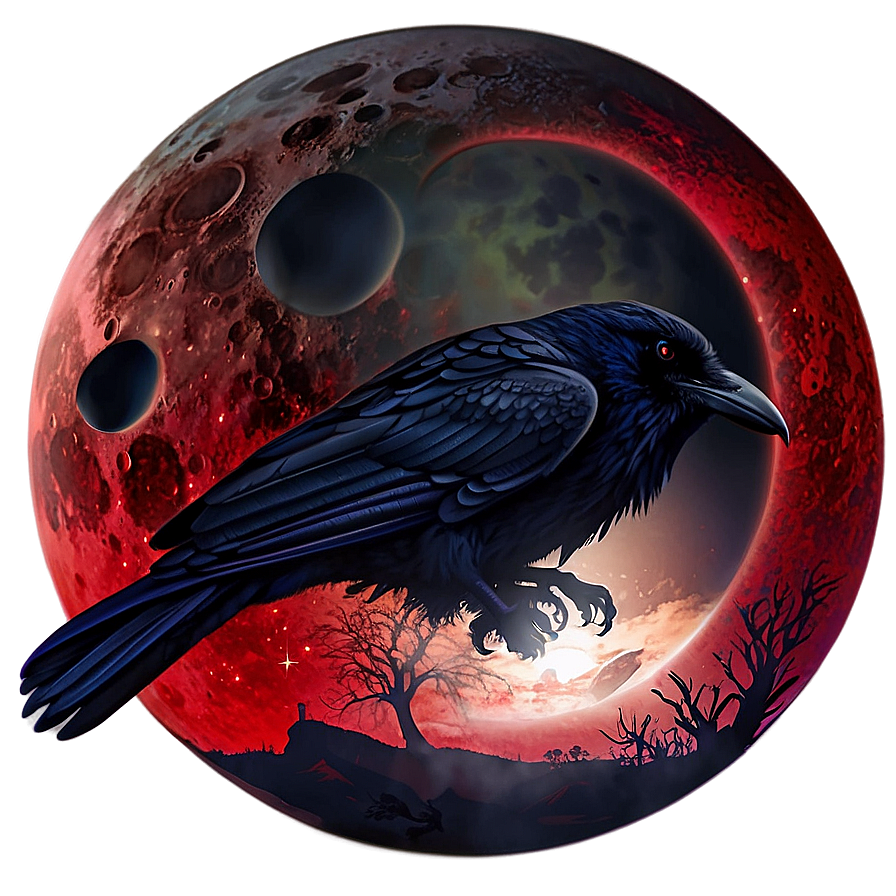 Blood Moon And Raven Png 16