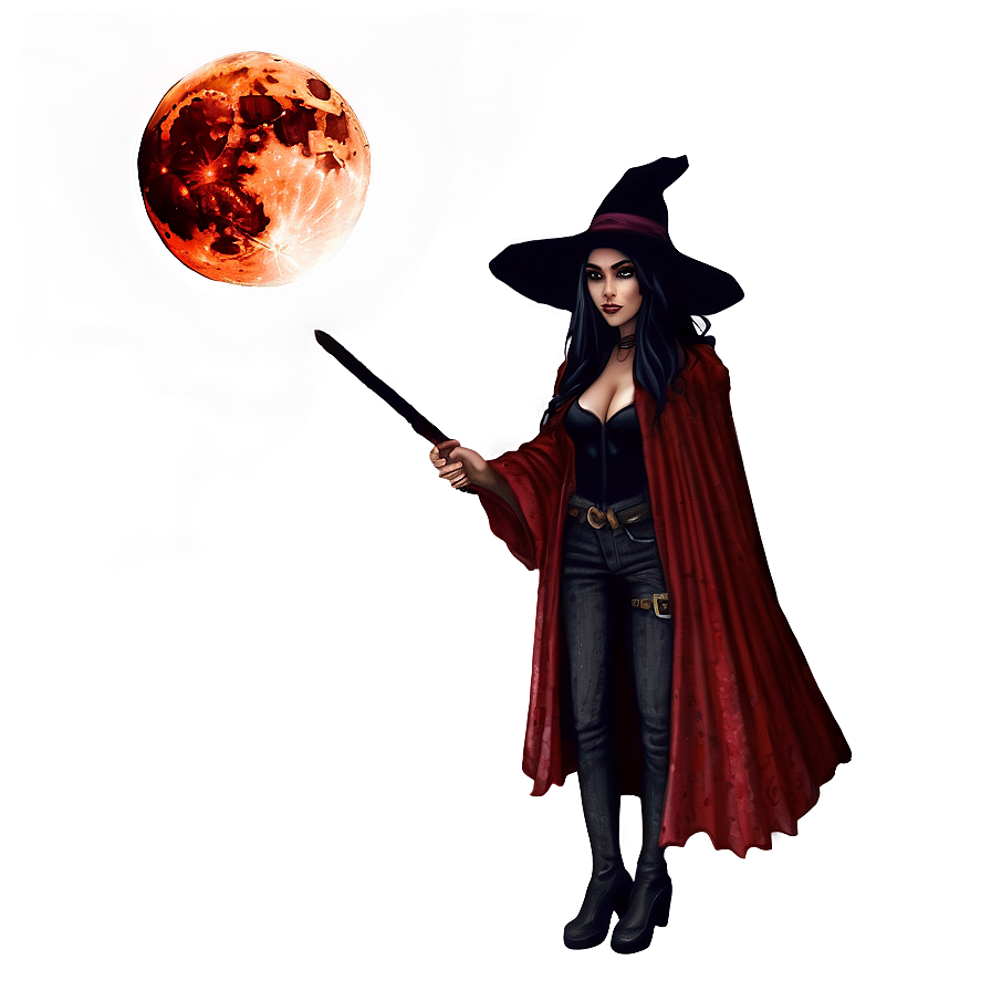 Blood Moon And Witch Png 06112024