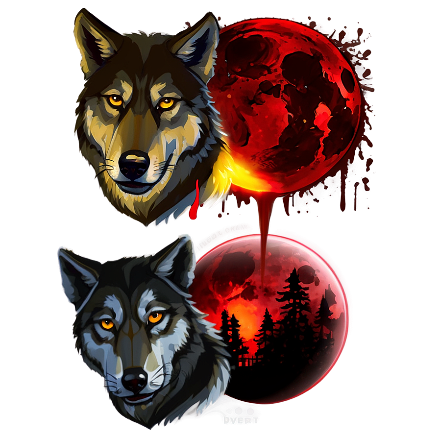 Blood Moon And Wolf Png 06112024