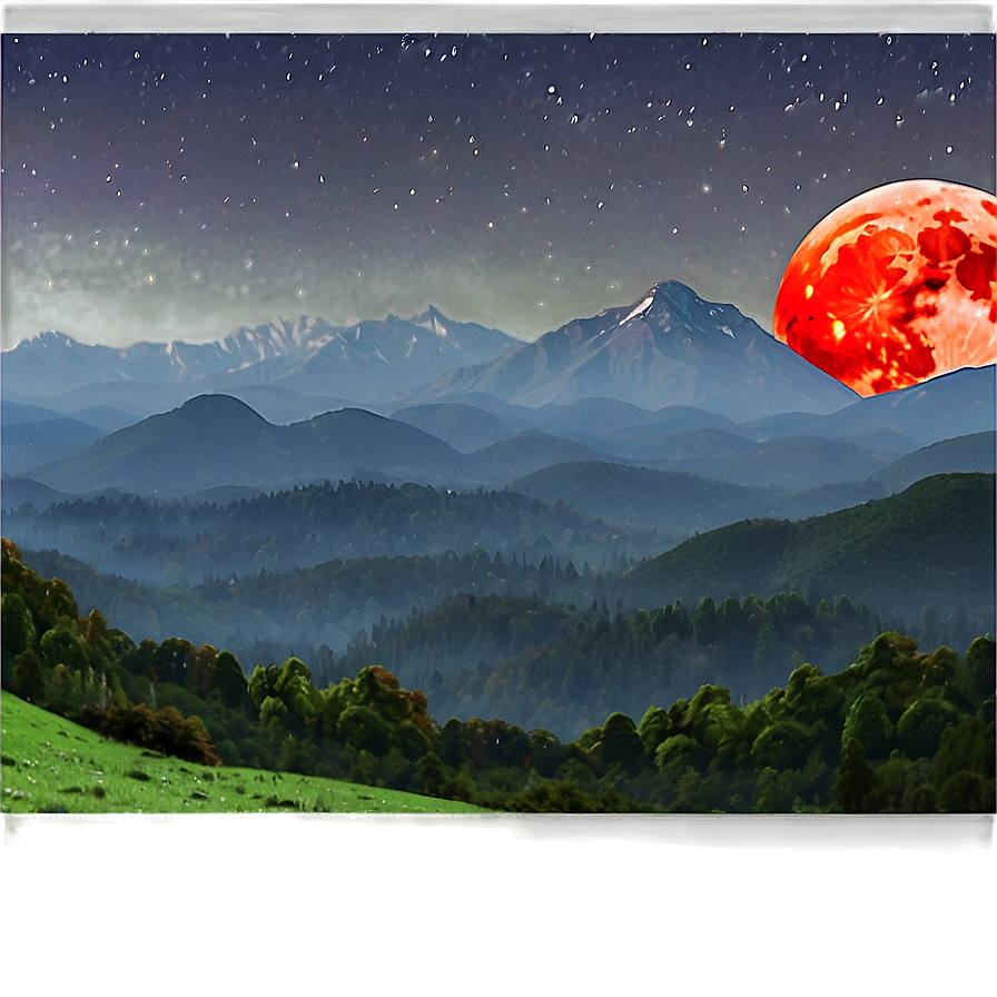 Blood Moon Over Mountains Png Axm