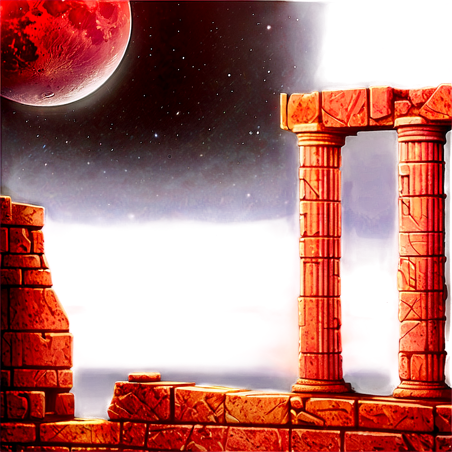 Blood Moon Over Ruins Png Hsh4