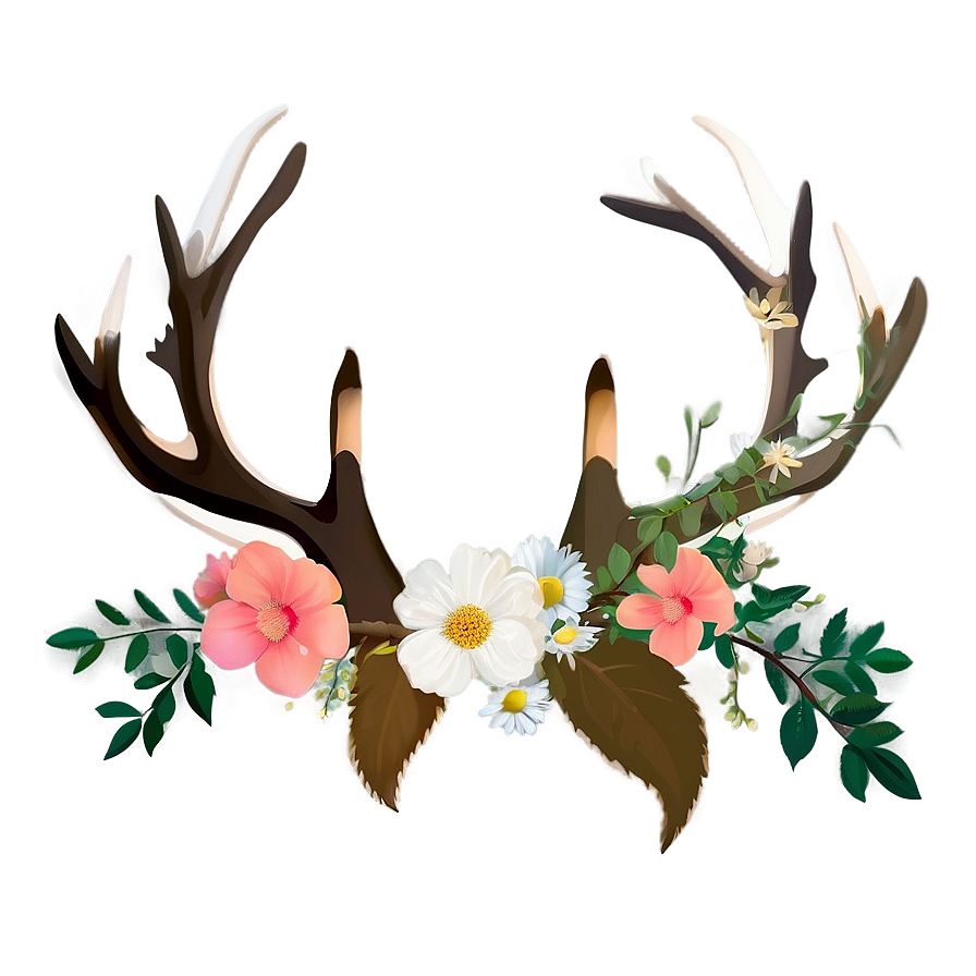 Blooming Antler Scene Png Myx