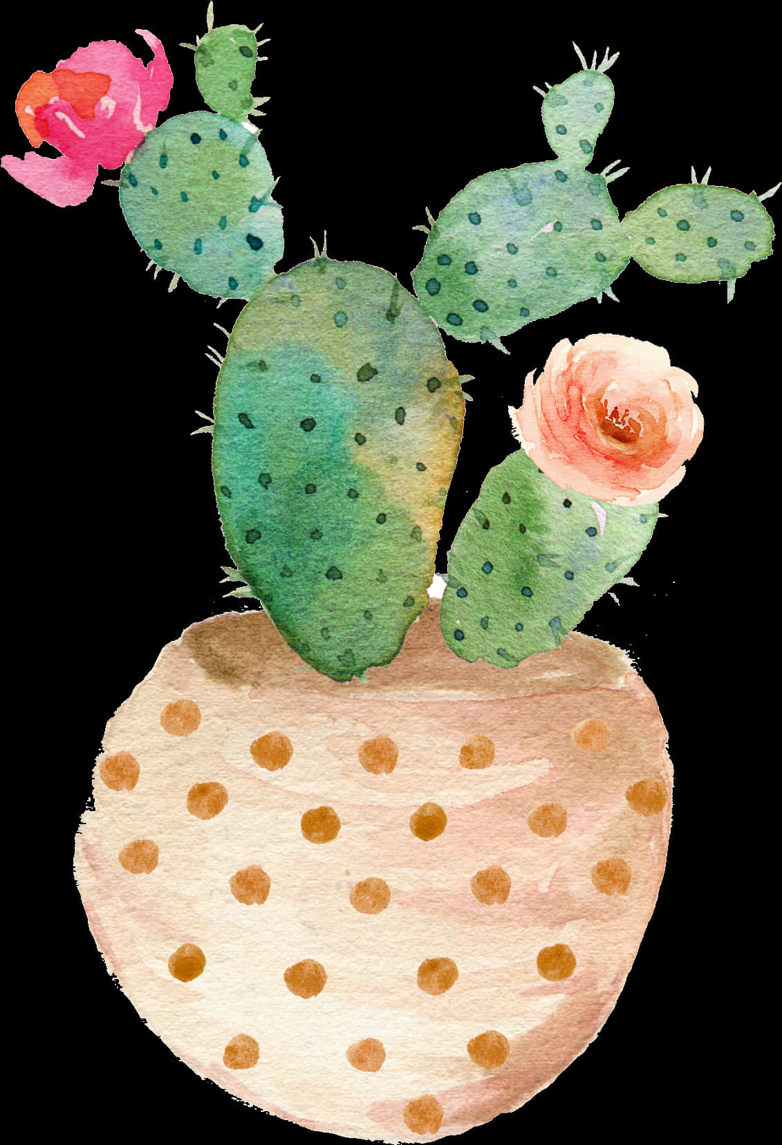 Blooming Cactus Watercolor Art