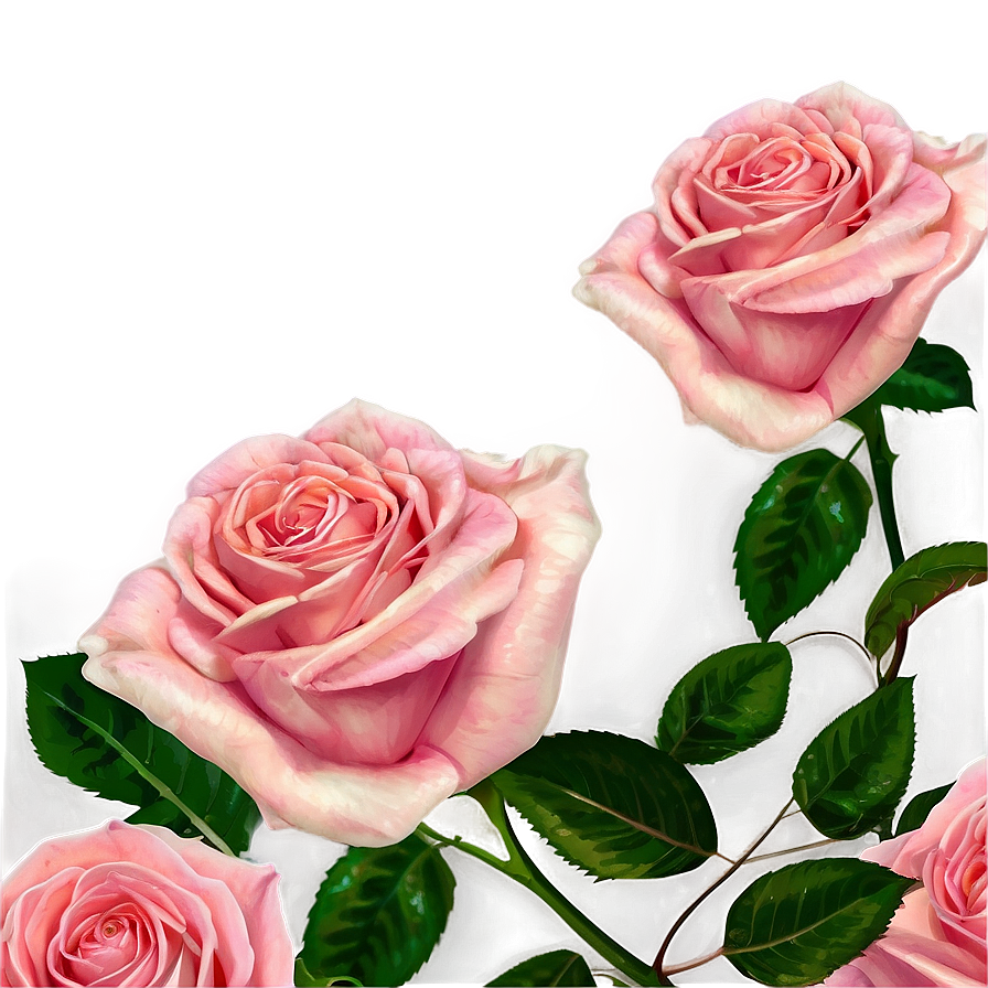 Blooming Pink Roses Pattern Png 11