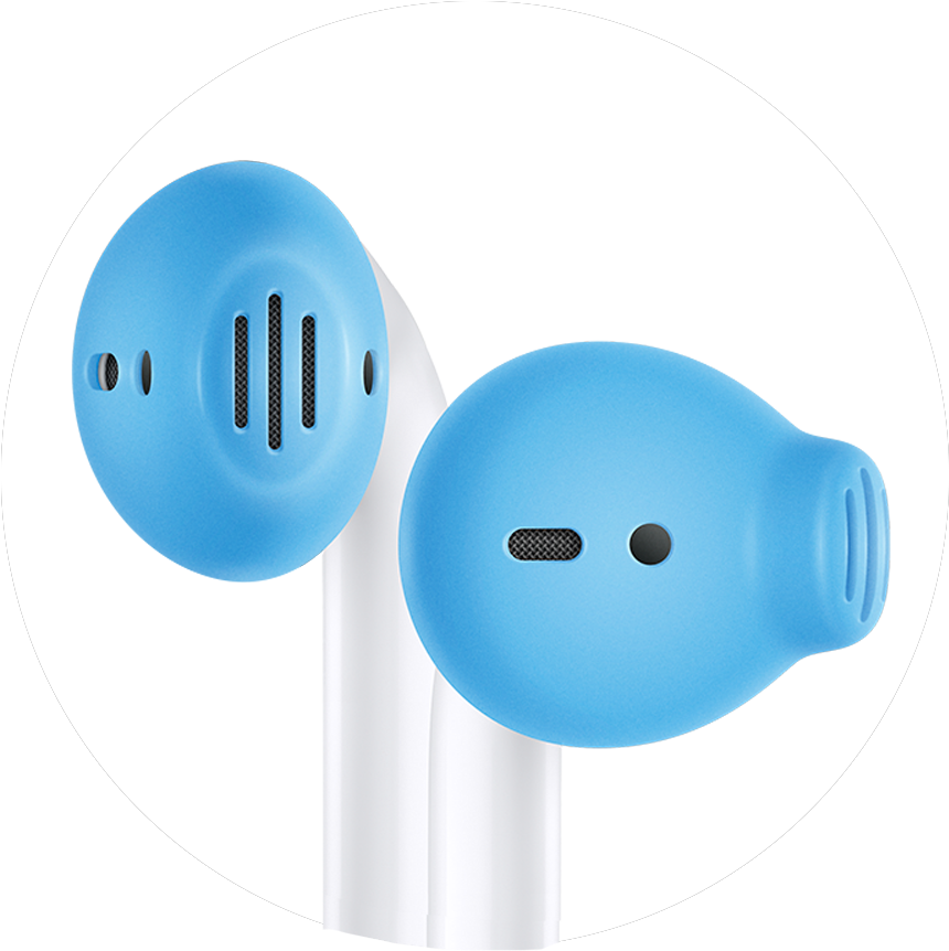 Blue Airpods Close Up