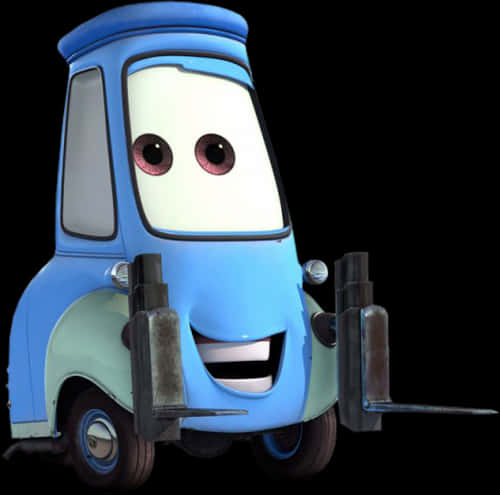 Blue Animated Forklift Character