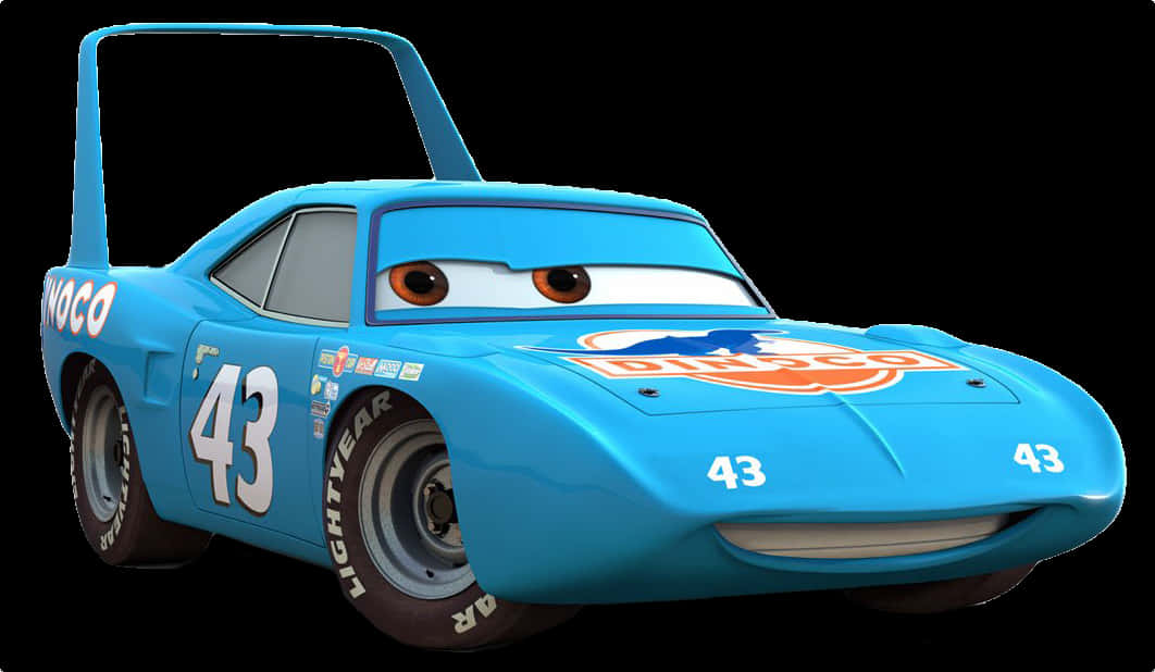 Blue Animated Racecar Character