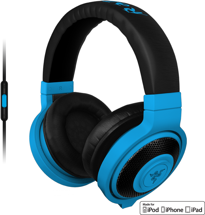 Blue Black Over Ear Headphoneswith Mic