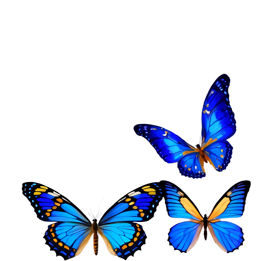 Blue Butterflies Border Png 06132024