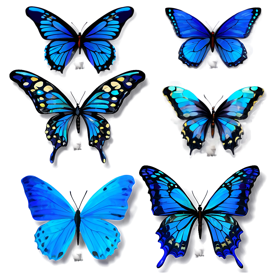 Blue Butterflies Decoration Png Cpw