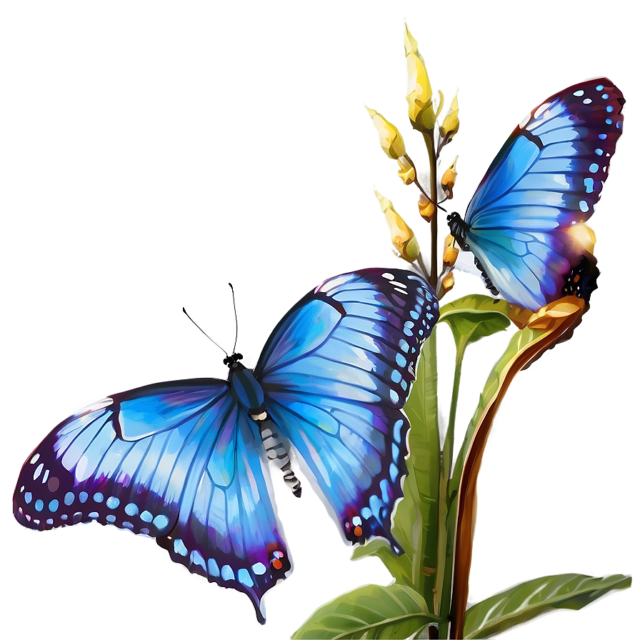 Blue Butterflies In Garden Png Fpa