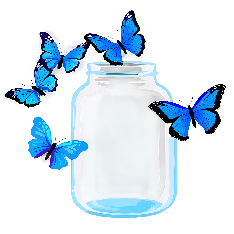 Blue Butterflies In Jar Png 98