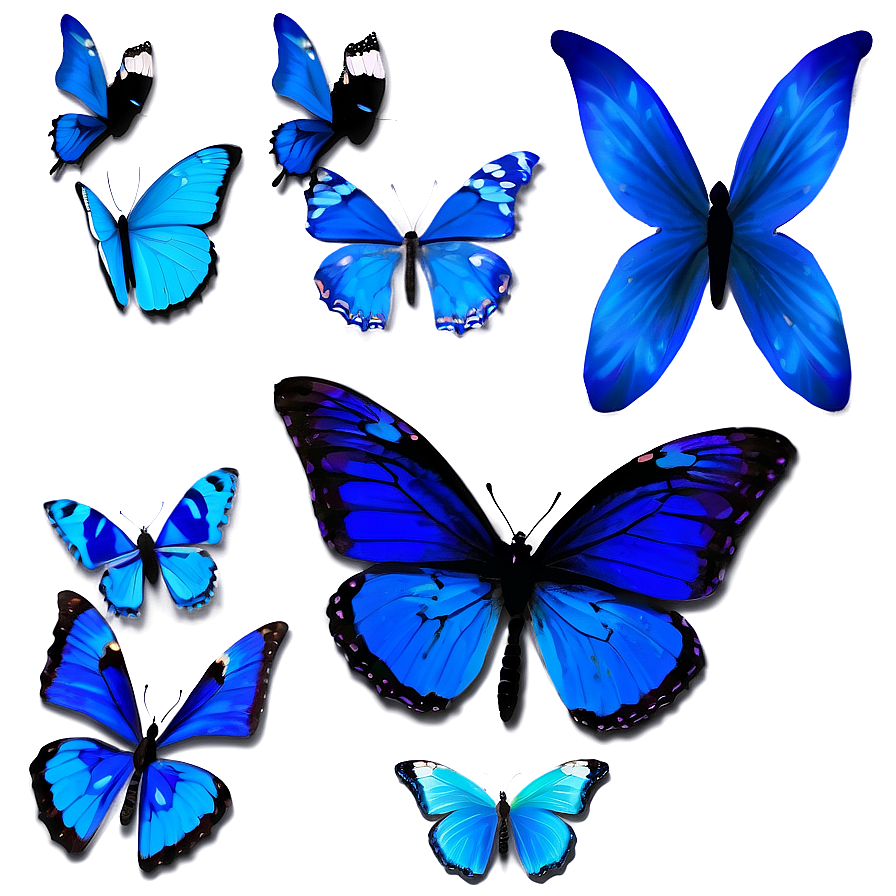 Blue Butterflies In Nature Png Gxo22