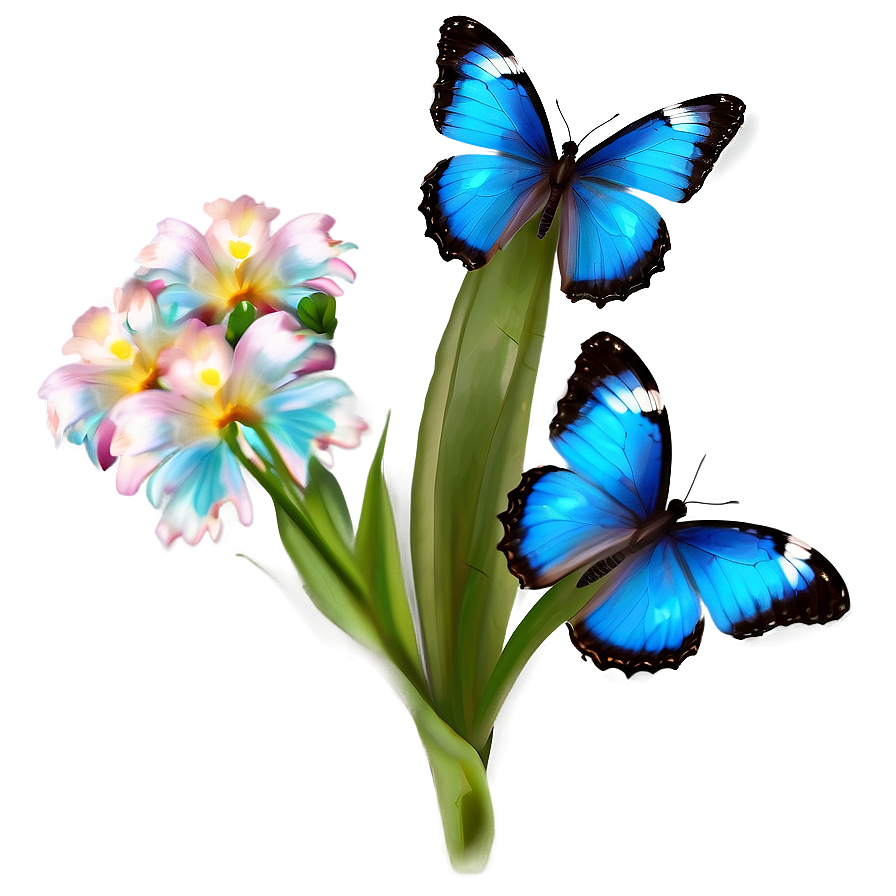 Blue Butterflies On Flower Png 06132024