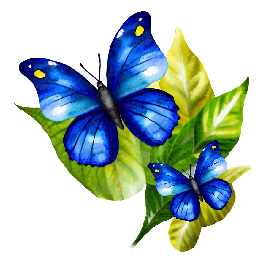 Blue Butterflies Watercolor Png 06132024