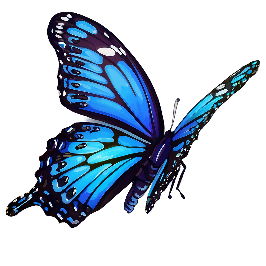 Blue Butterfly Illustration Png Fko33