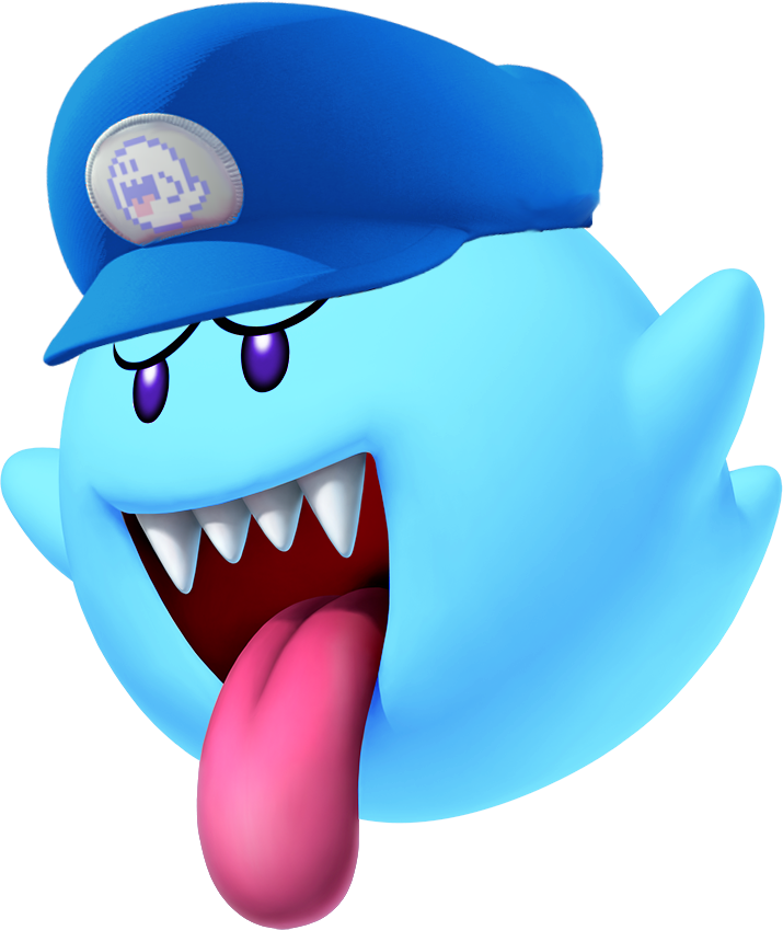 Blue Cap Boo Sticking Out Tongue