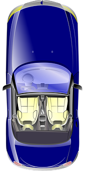 Blue Car Top View Illustration