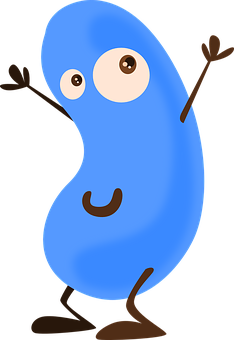 Blue Cartoon Bean Character