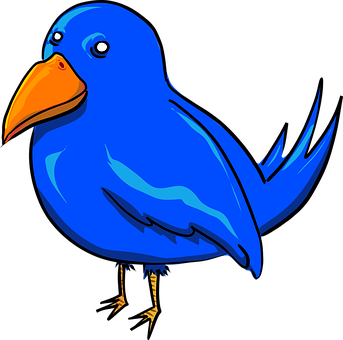 Blue Cartoon Bird Illustration