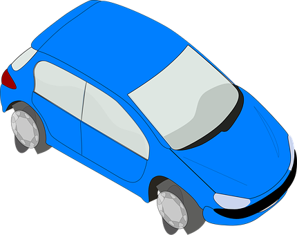 Blue Cartoon Car Graphic