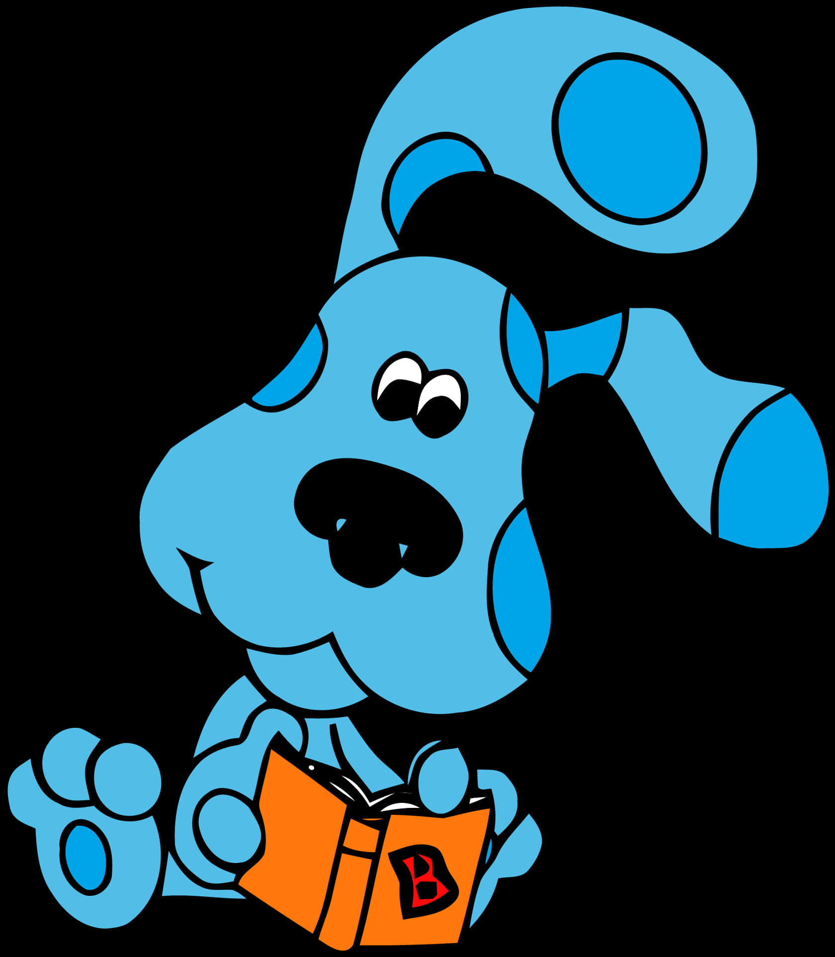 Blue Cartoon Dog Reading Book