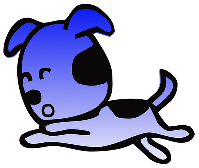 Blue Cartoon Dog Running