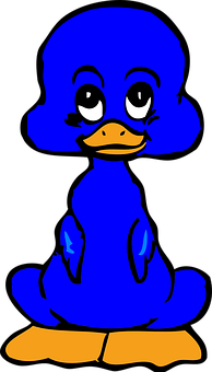 Blue Cartoon Duckling