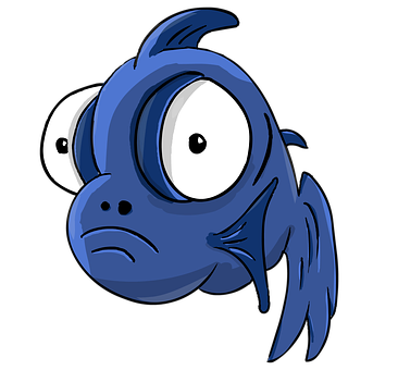 Blue Cartoon Fish Expression