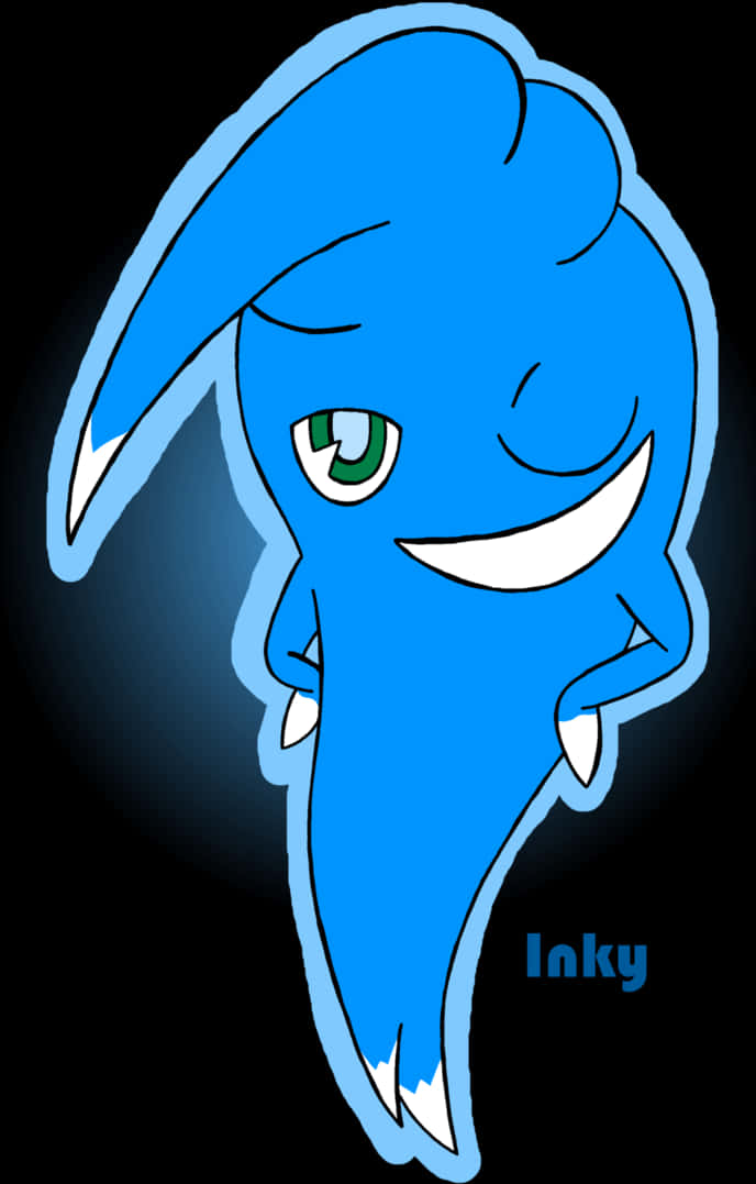 Blue Cartoon Ghost Inky