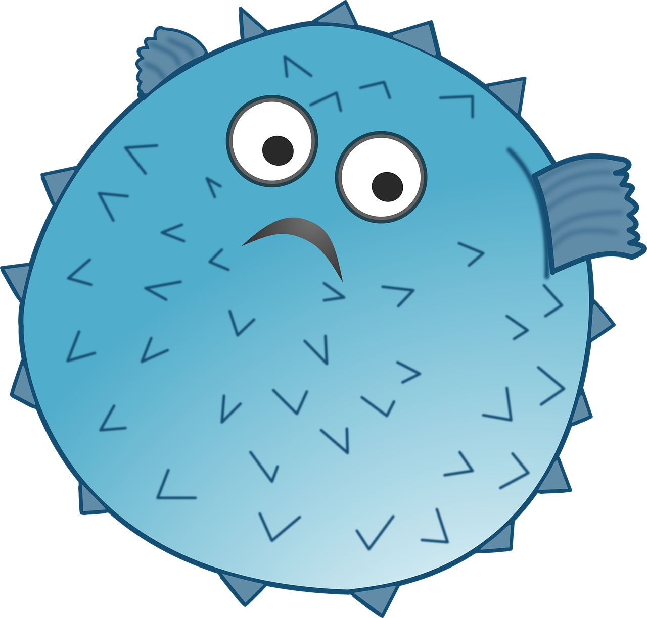 Blue Cartoon Pufferfish Expression