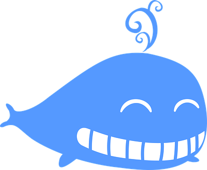 Blue Cartoon Whale Smiling