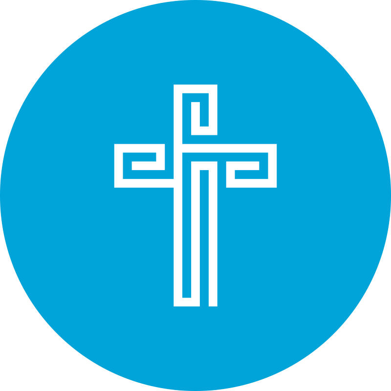 Blue Circle Christian Cross