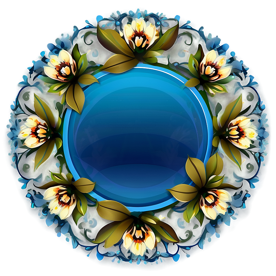 Blue Circle With Floral Design Png 45