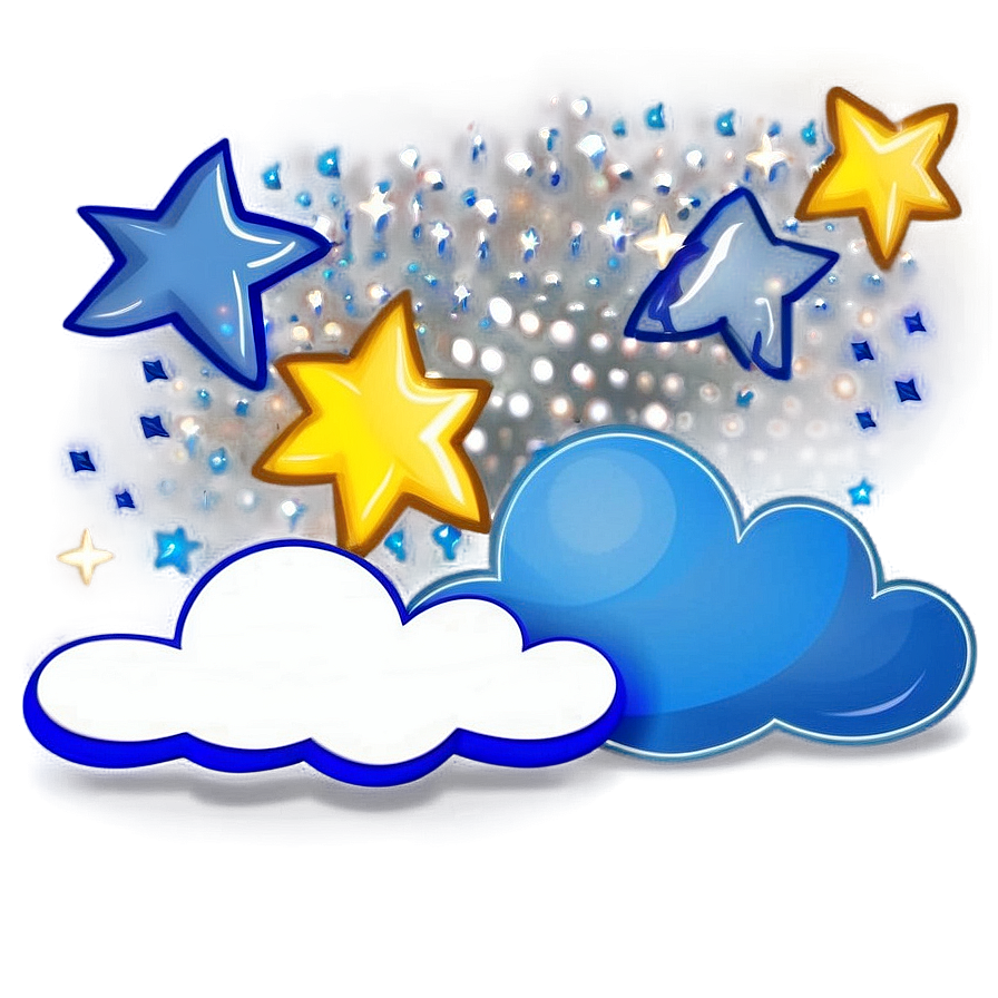 Blue Clouds With Stars Png 06202024