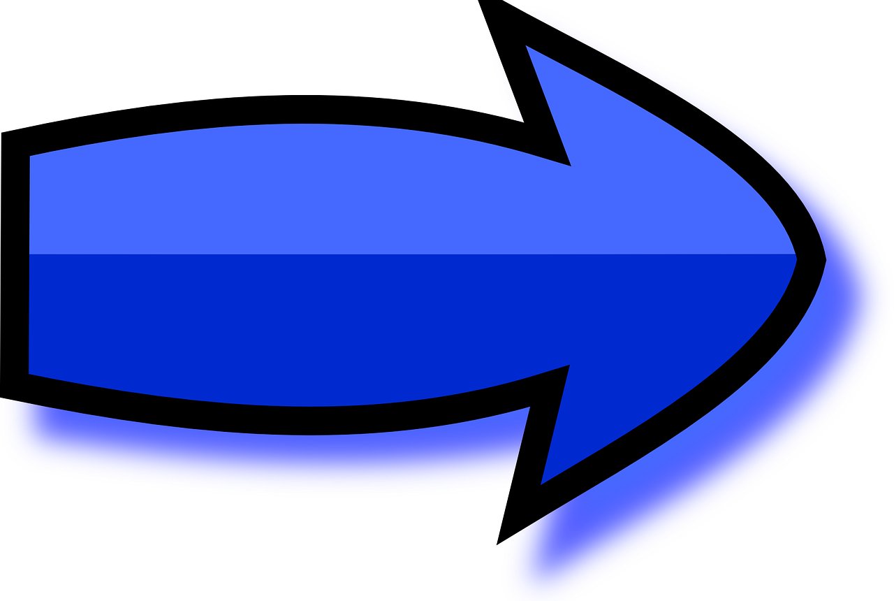 Blue Curved Right Arrow