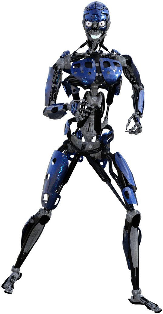 Blue Cyborg Full Body Pose