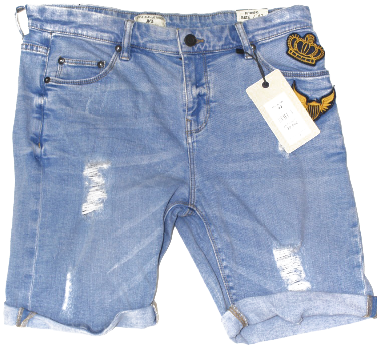 Blue Denim Bermuda Shorts With Tags