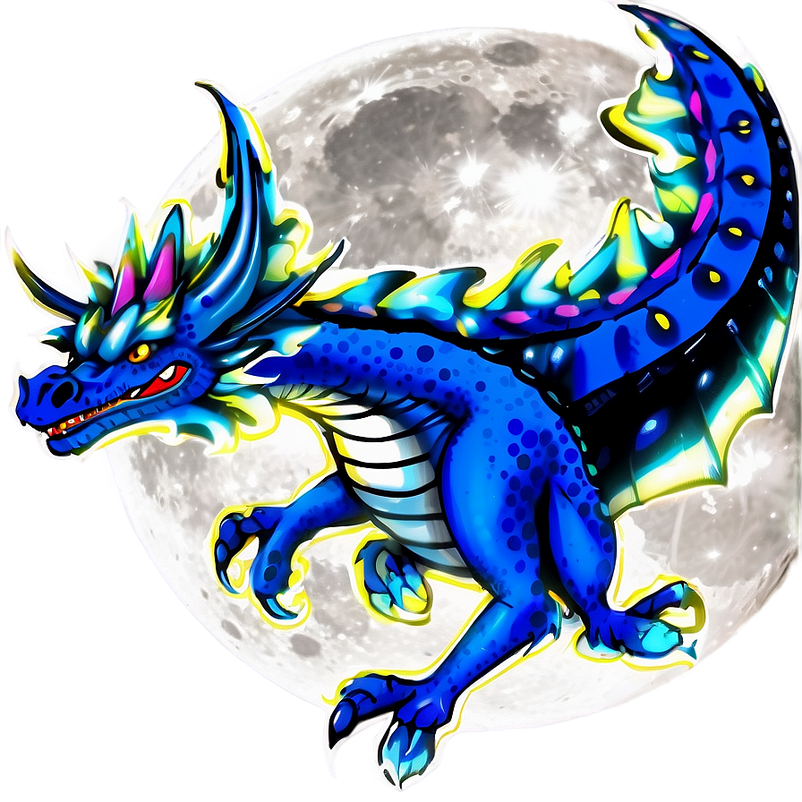 Blue Dragon And Moon Png Ecb