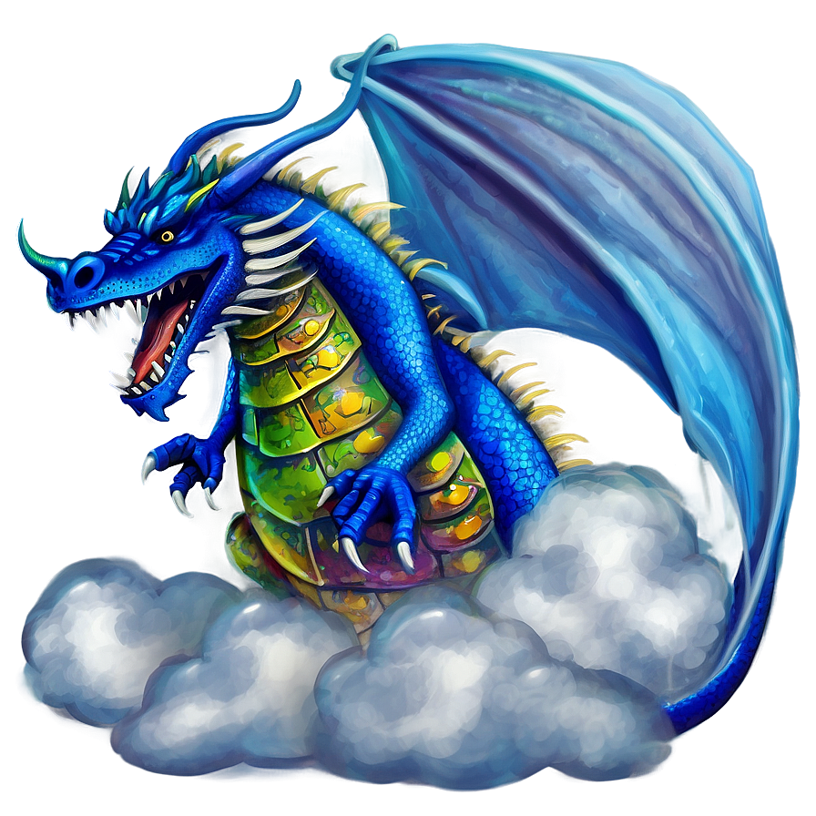 Blue Dragon In Clouds Png 06252024