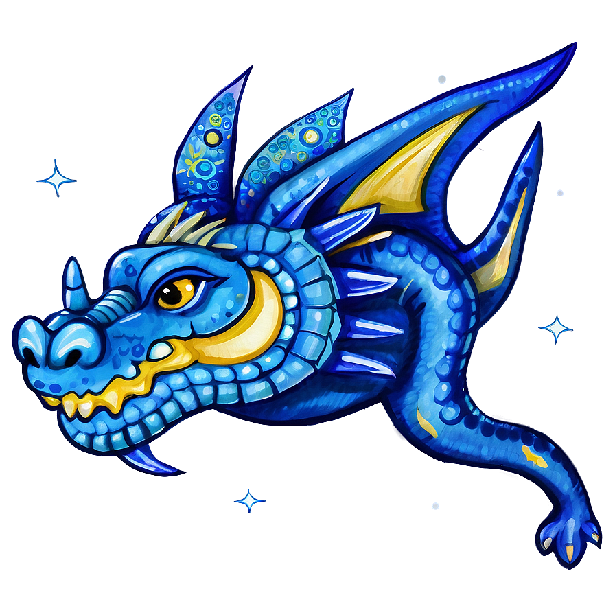 Blue Dragon With Stars Png 29