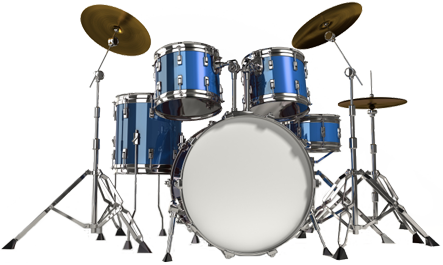 Blue Drum Set Isolatedon Black