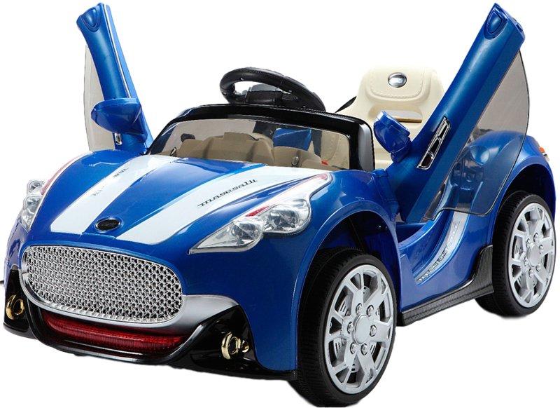 Blue Electric Toy Car With Open Doors