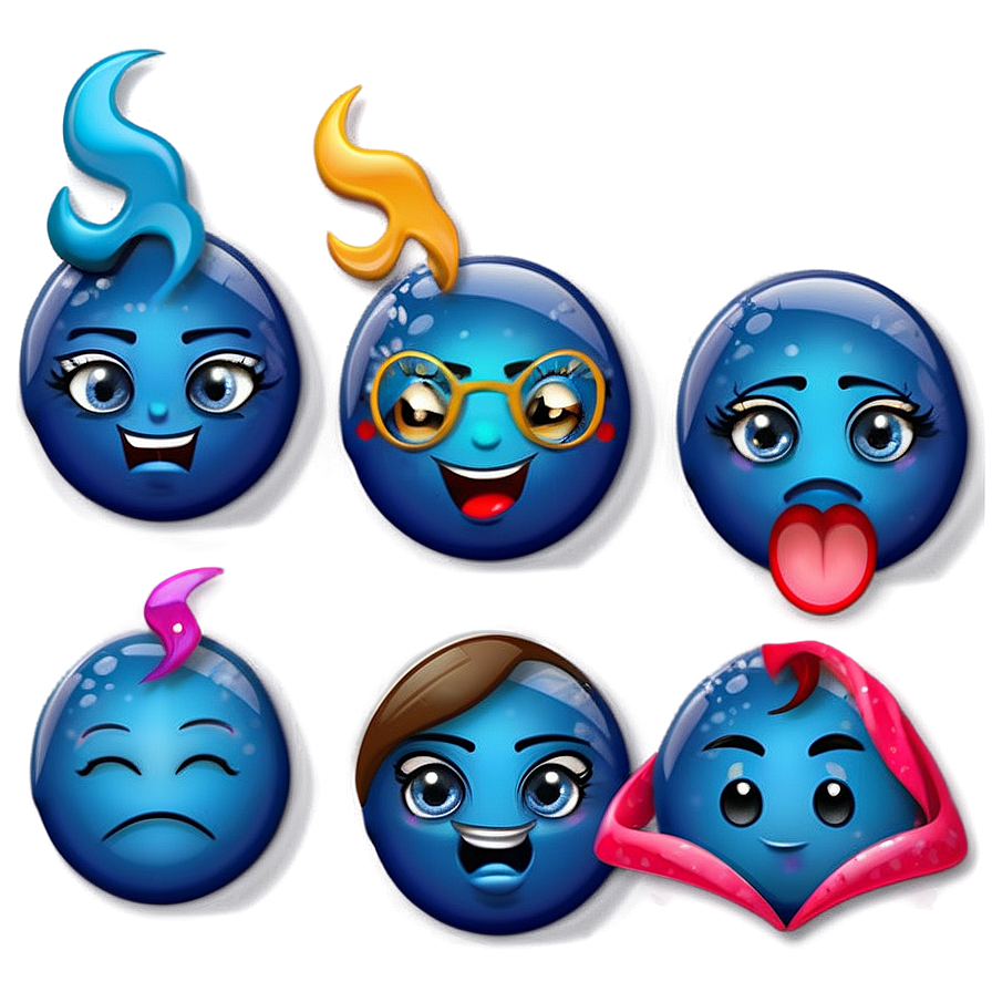 Blue Emoji Expressions Png 06282024