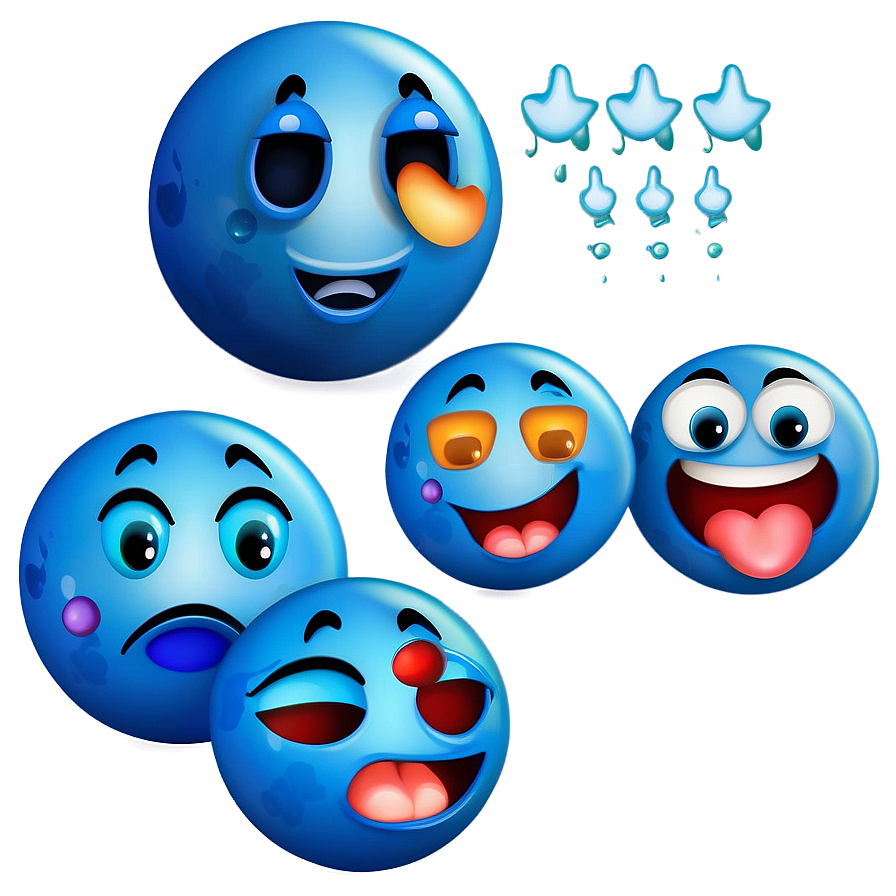 Blue Emoji Reactions Png Set 06282024