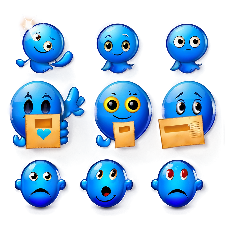 Blue Emojis Png For Digital Communication 06282024