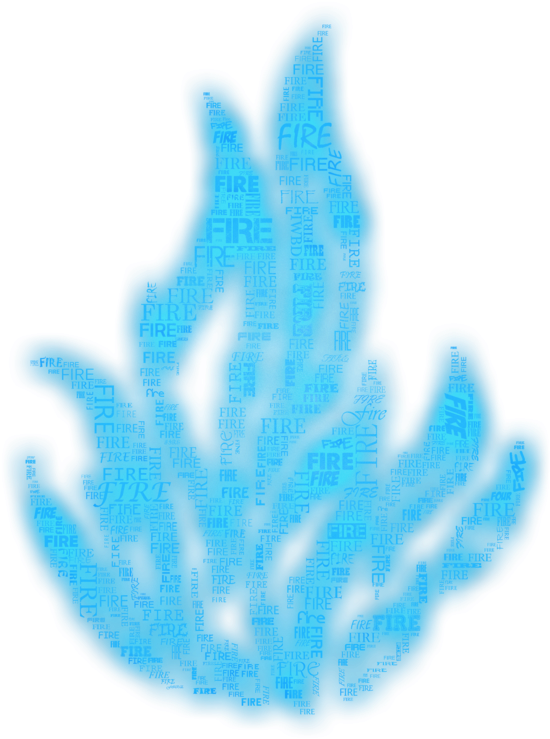 Blue Fire Text Overlay Graphic