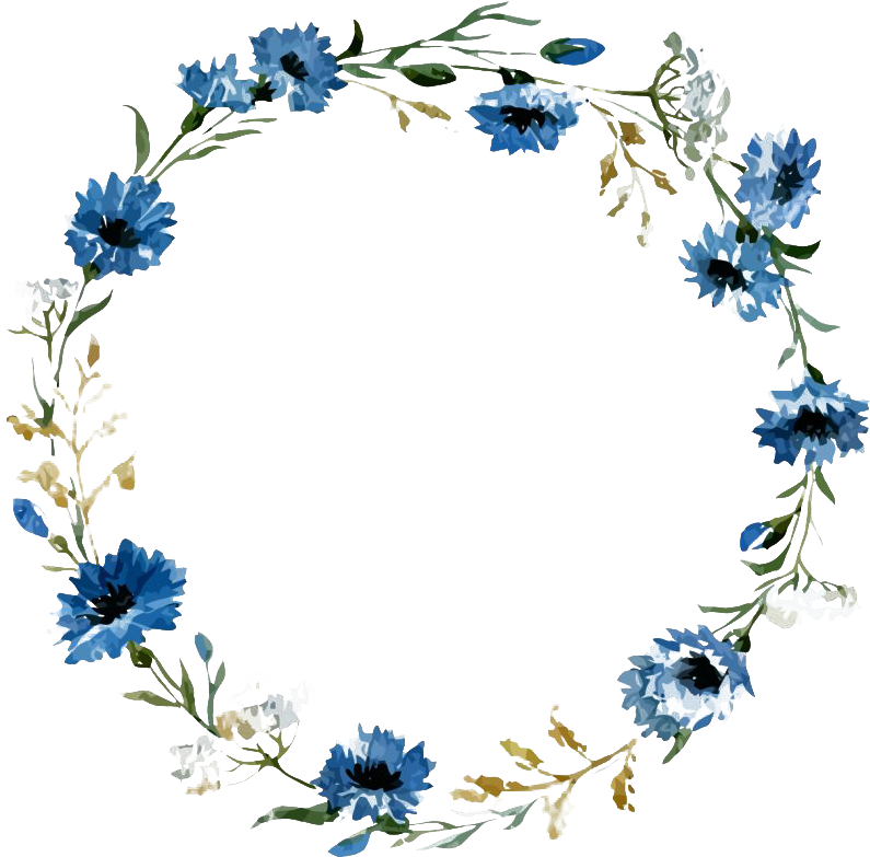 Blue Floral Circle Frame